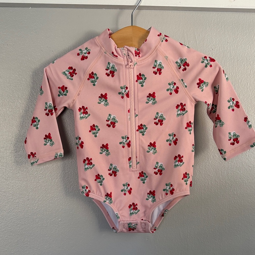 Janie and Jack Pink Floral Baby Swimsuit
